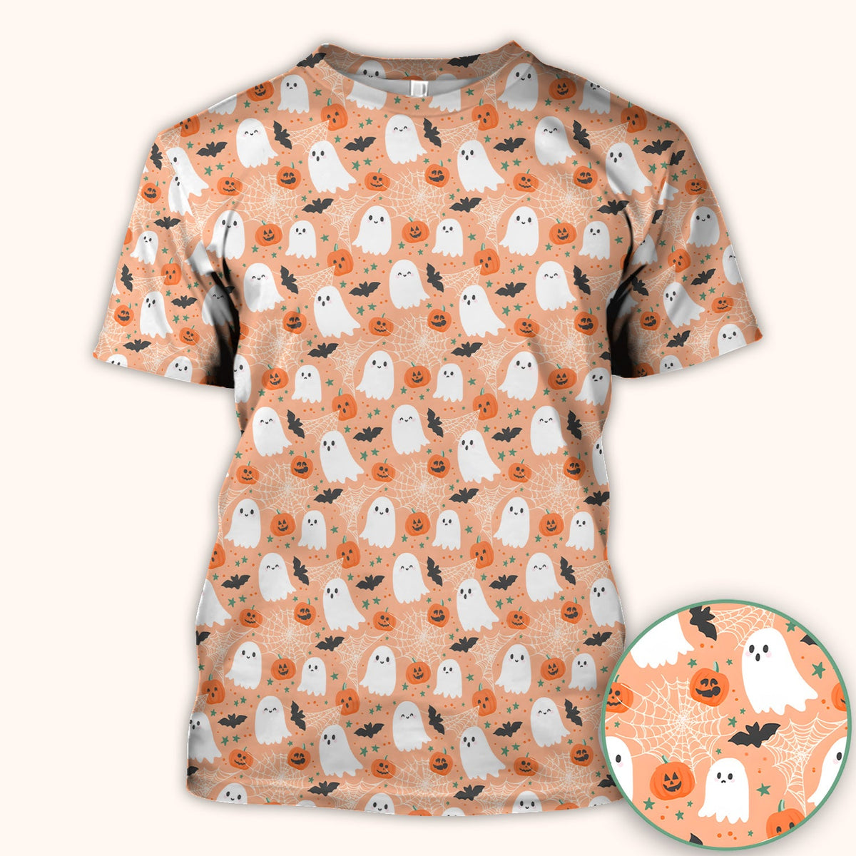 Halloween Ghost Pumpkin Nurse Scrub Top