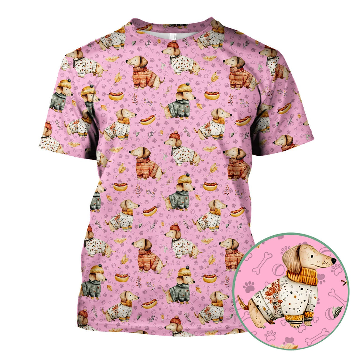 Autumn Dachshund Scrub Top - Cute Wiener Dog Nurse Shirt for Women - Cozy Fall Medical Uniform RN CNA LPN Thanksgiving Gift