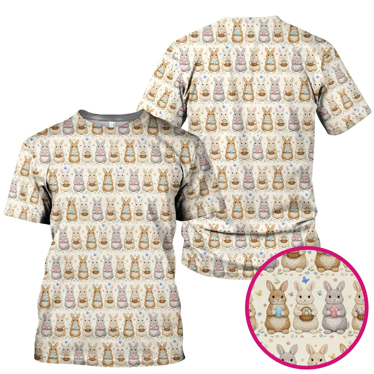 Bunny Basket Pastel Nurse Scrub Top - Easter Gift