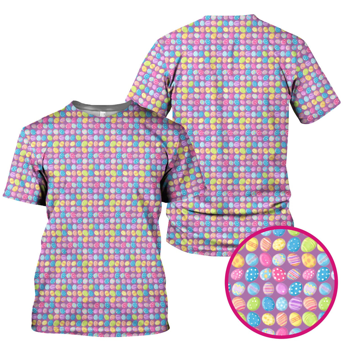 Colorful Easter Eggs Pattern Scrub Top, Comfortable Scrubs for Nurses