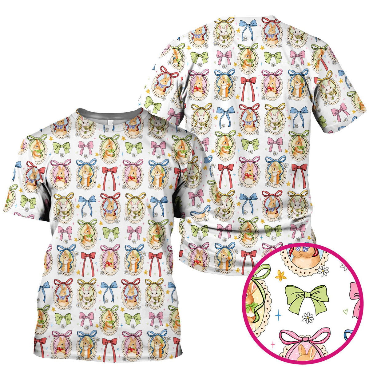 Bunny Cameo Bow Nurse Scrub Top - Easter Gift