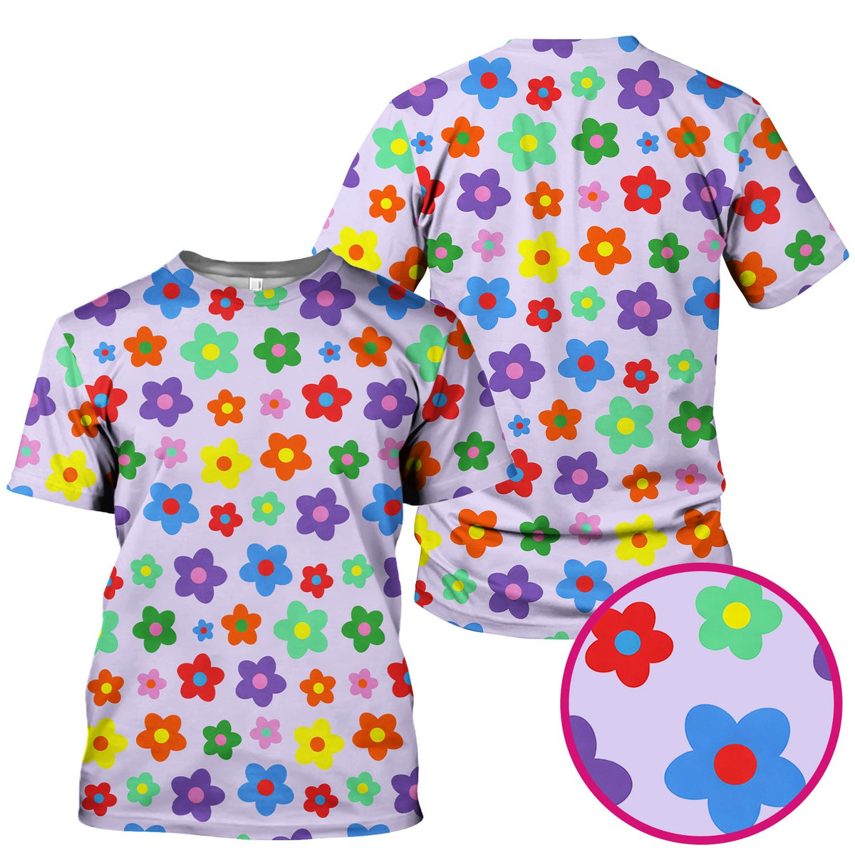 Colorful Retro Flower Nurse Scrub Top