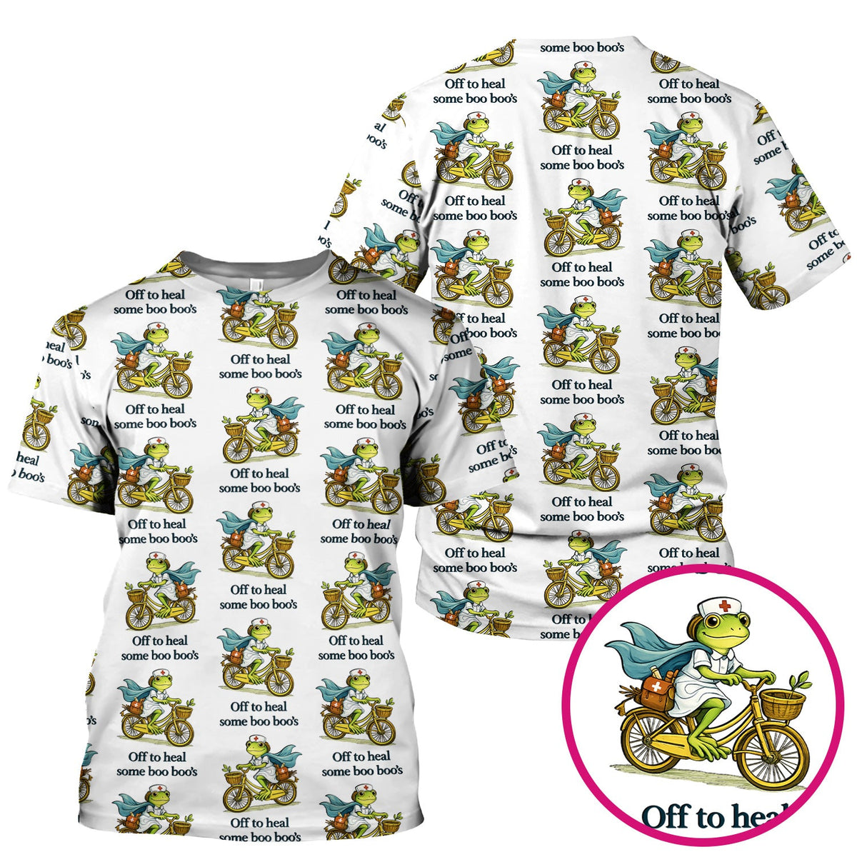 Frog Cycling Nurse Scrub Top