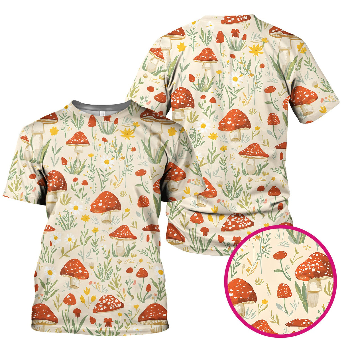 Mushroom Wildflower Nurse Scrub Top
