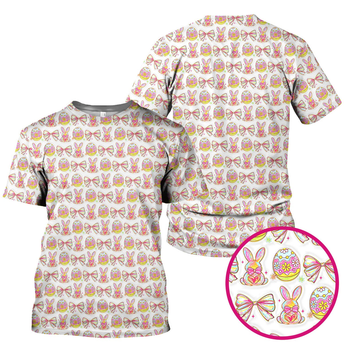 Bunny Pastel Egg Bow Nurse Scrub Top - Easter Gift