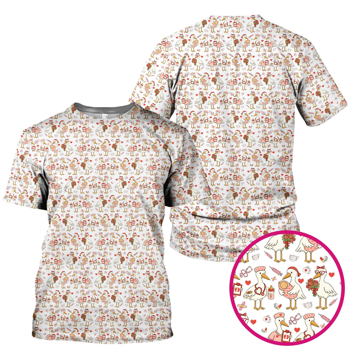 Valentine Goose Nurse Scrub Top