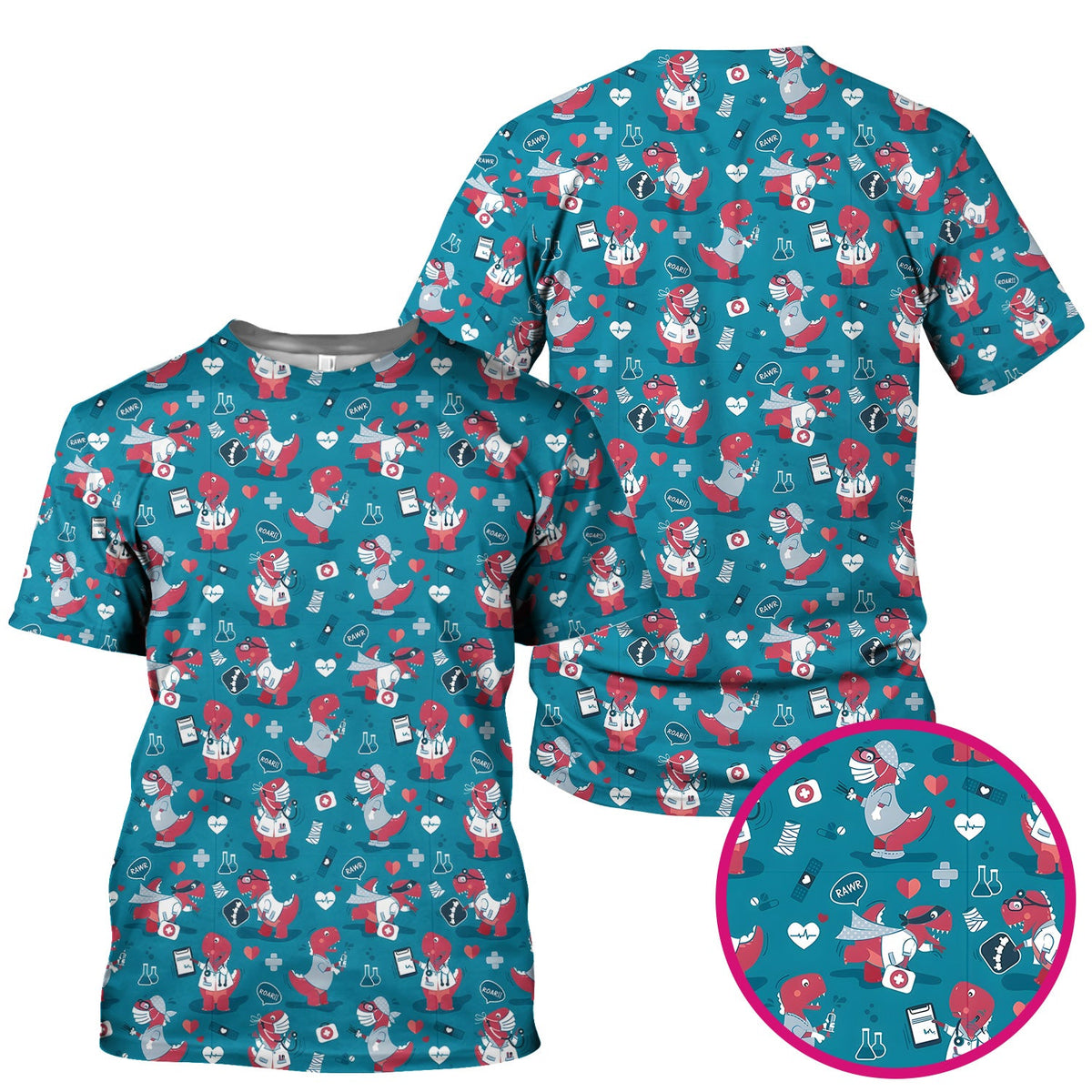 Dinosaur Doctor Nurse Scrub Top