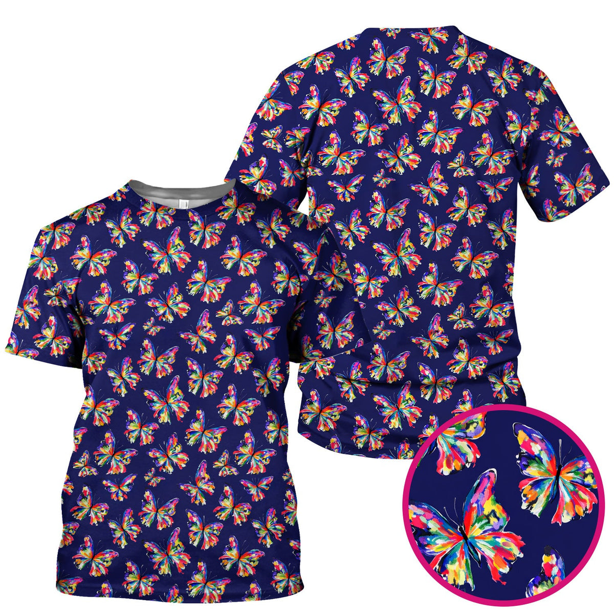 Personalized Vibrant Rainbow Butterfly Nurse Scrub Top