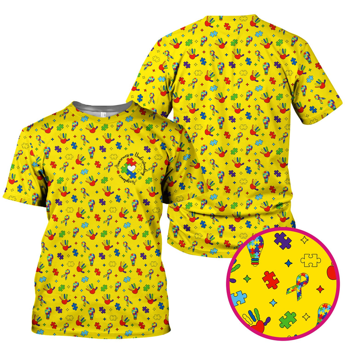 Autism Awareness Colorful Puzzle Nurse Scrub Top