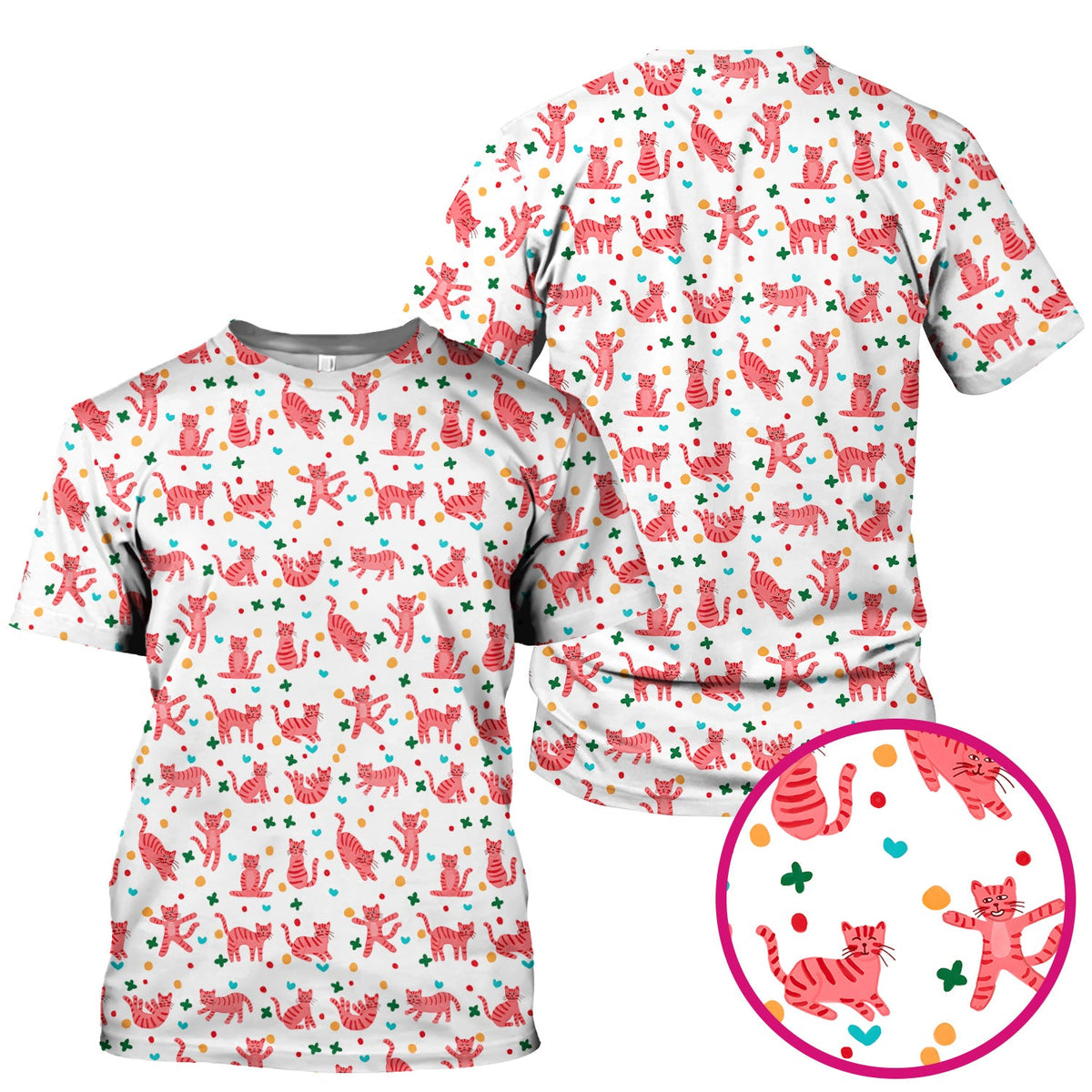 Pink Cat Nurse Scrub Top