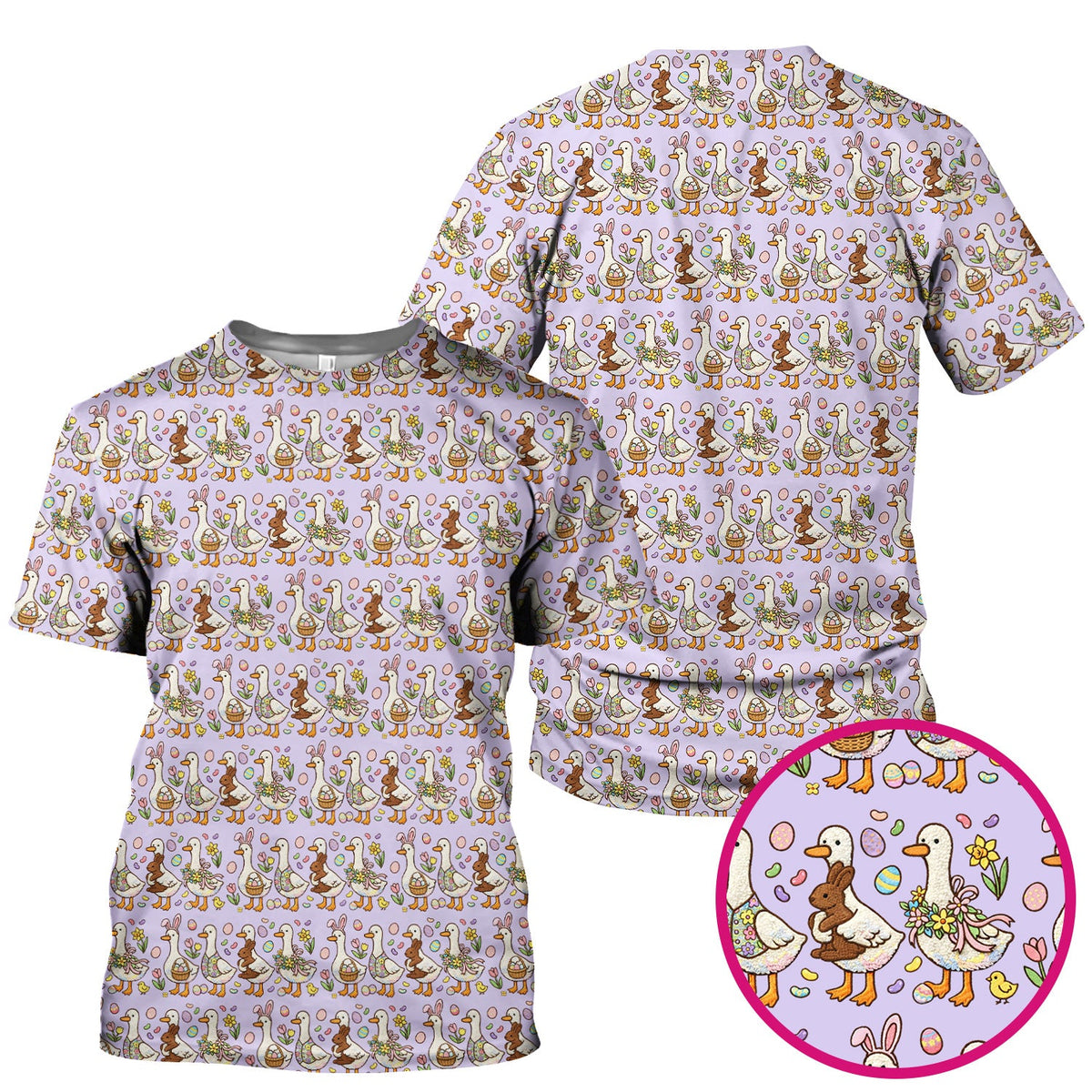 Duck Bunny Egg Floral Nurse Scrub Top - Easter Gift