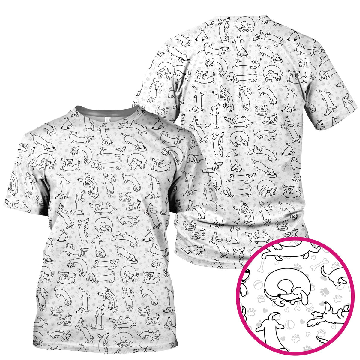 Dachshund Line Art Nurse Scrub Top
