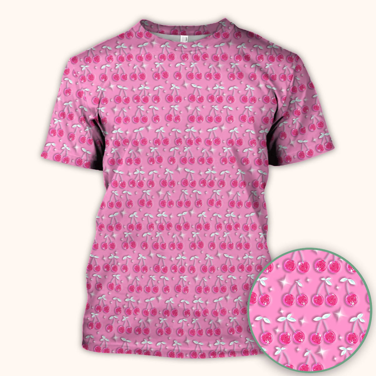 Pink Cherry Sparkle Nurse Scrub Top