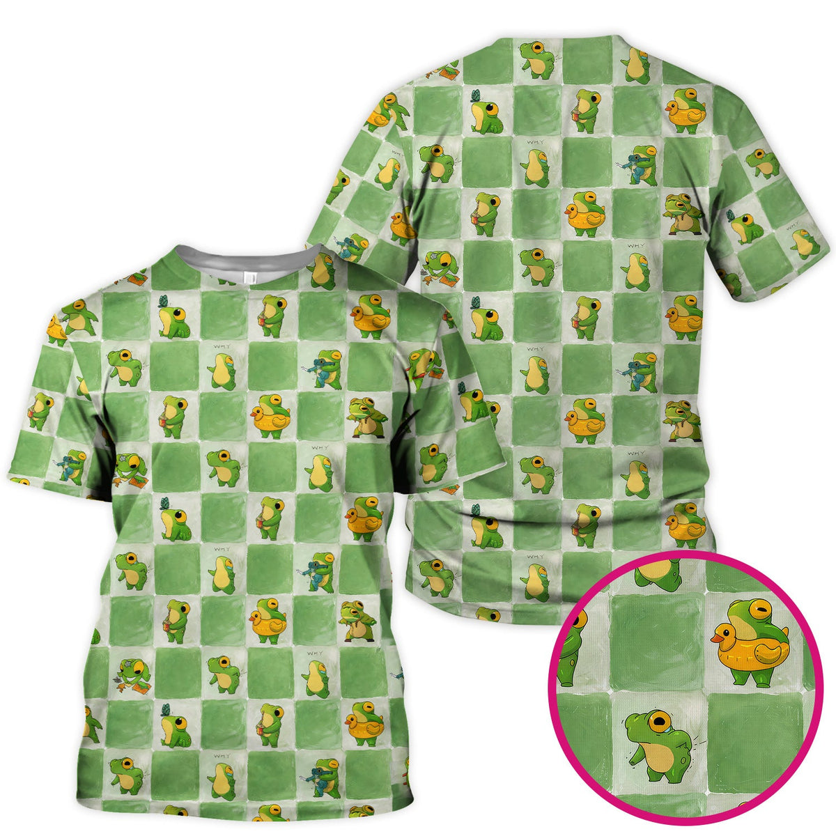 Frog Duck Checkerboard Nurse Scrub Top