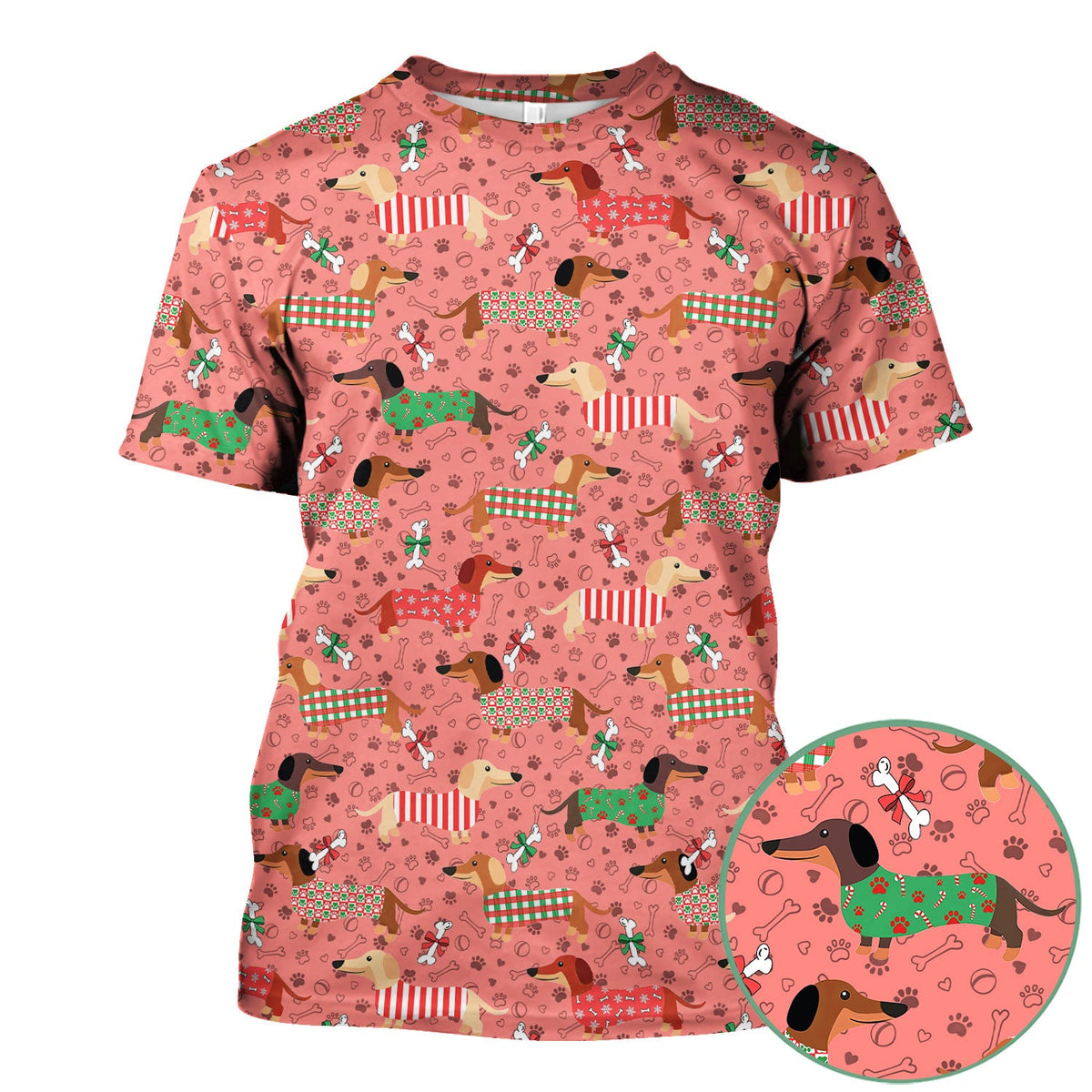 Christmas Dachshund Scrub Top for Nurses - Funny Wiener Dog Medical Shirt Multi Color - Cute Puppy Lover Gift for RN LPN CNA