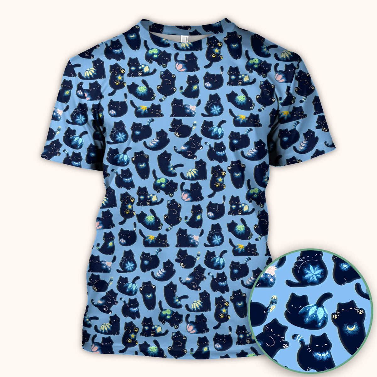Midnight Black Cat Nurse Scrub Top