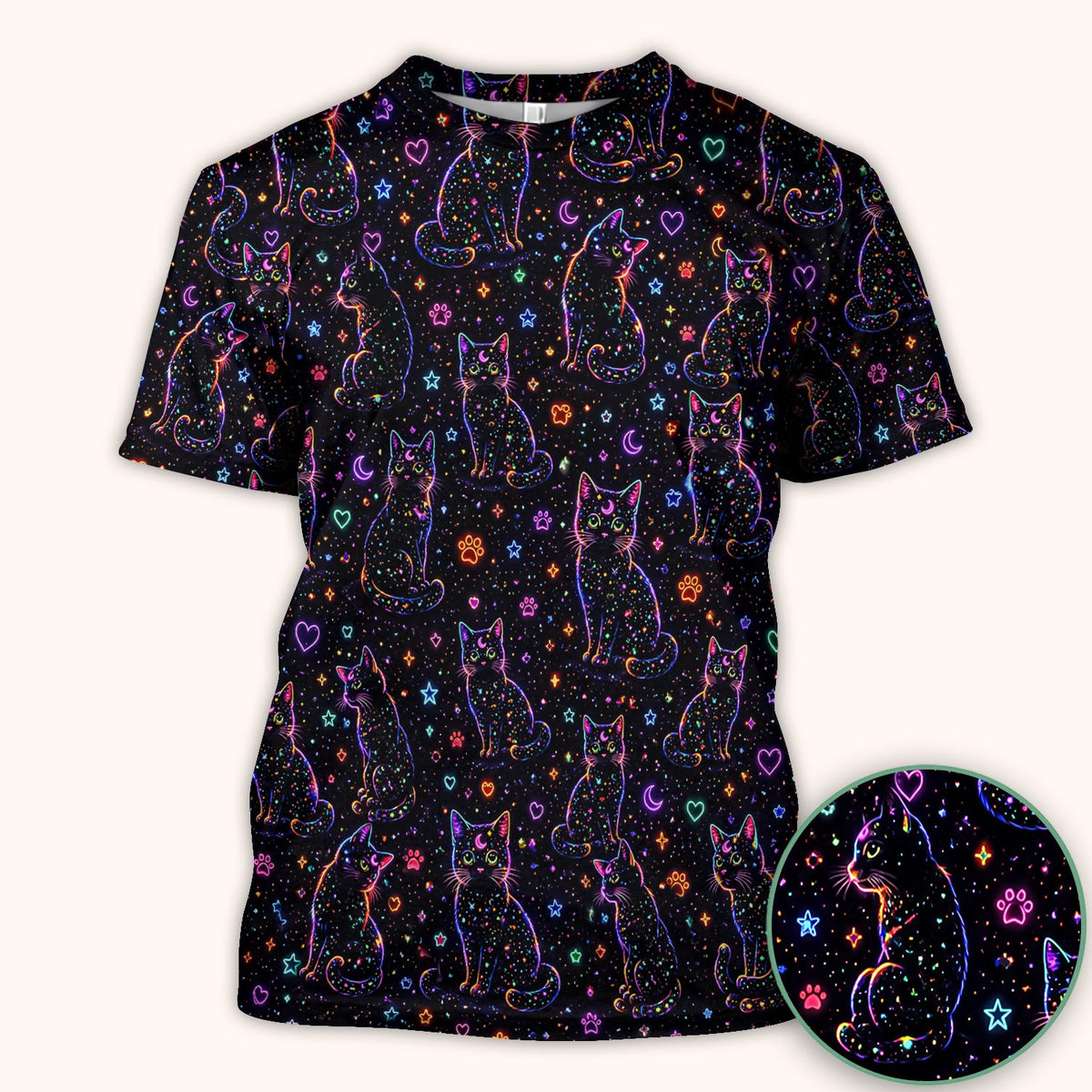 Mystical Cosmic Moon Cat Nurse Scrub Top