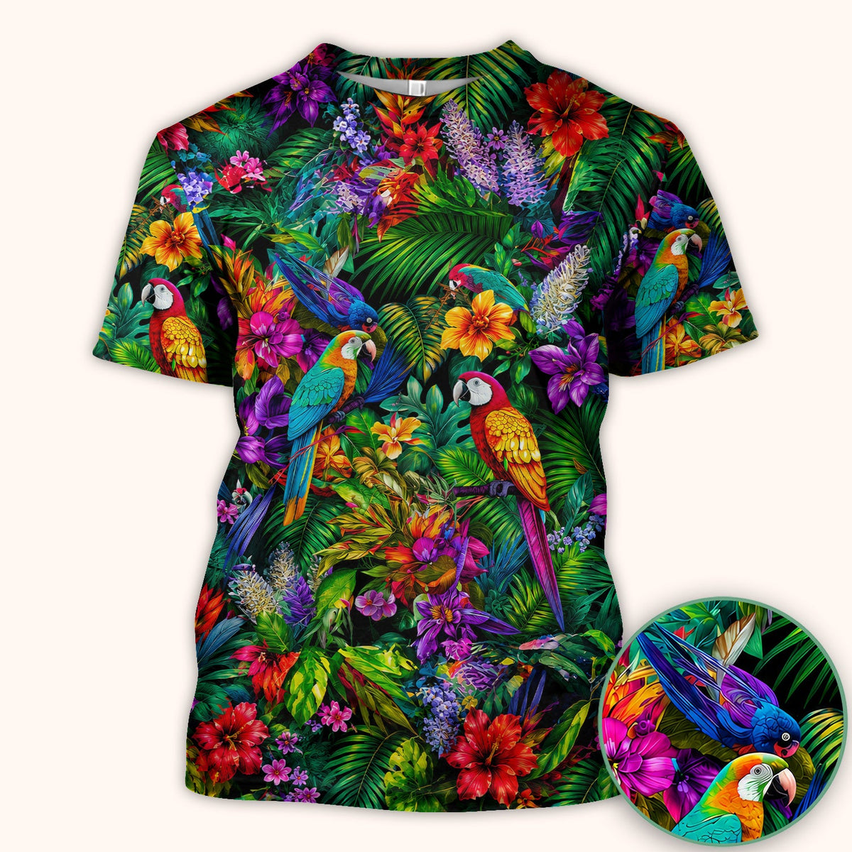Tropical Parrot Jungle Blossom Nurse Scrub Top