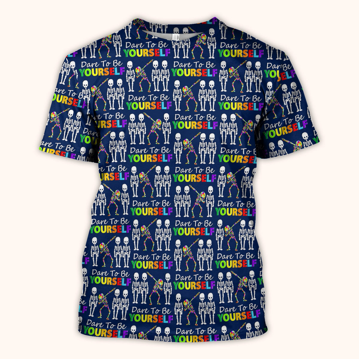 Rainbow Skeleton Dare To Be Yourself Nurse Scrub Top