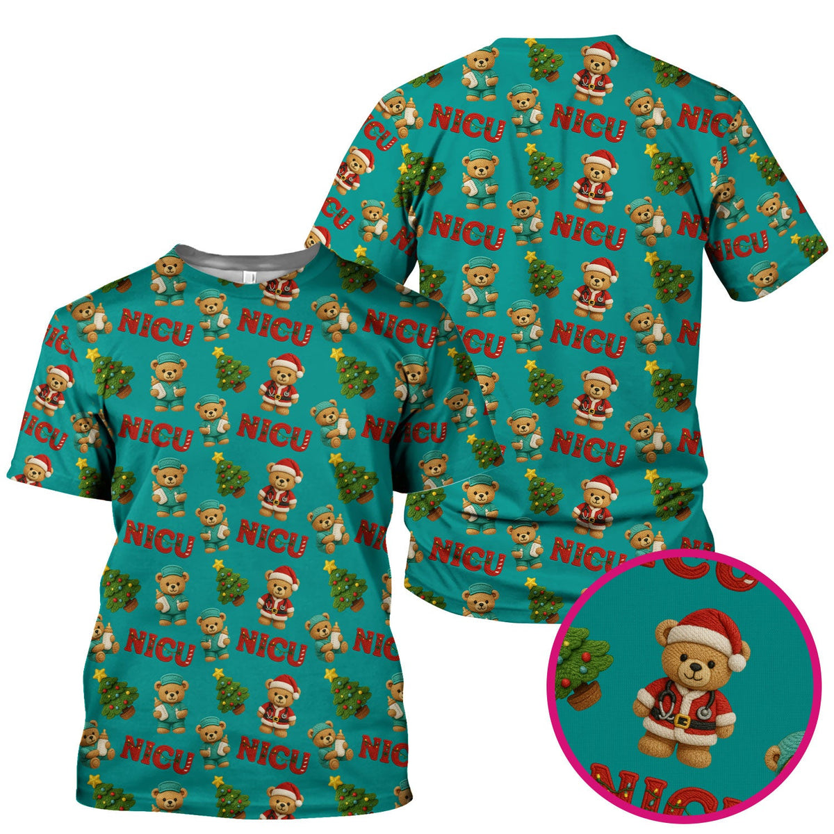 NICU Nurse Teddy Bear Scrub Top - Christmas Gift