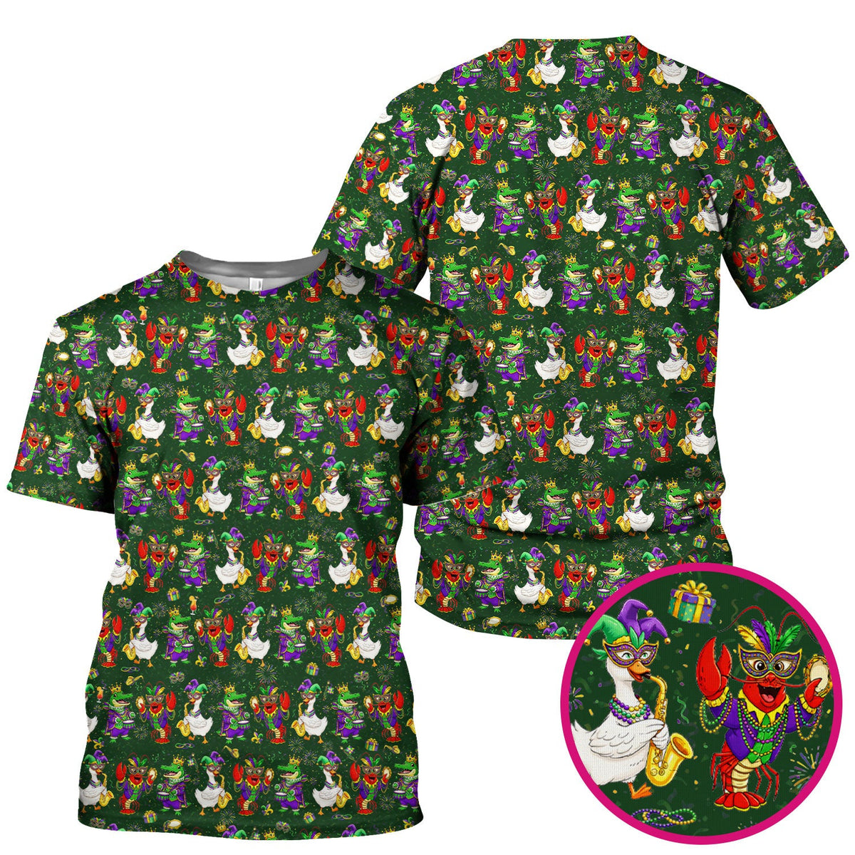 Crawfish Duck Mardi Gras Nurse Scrub Top