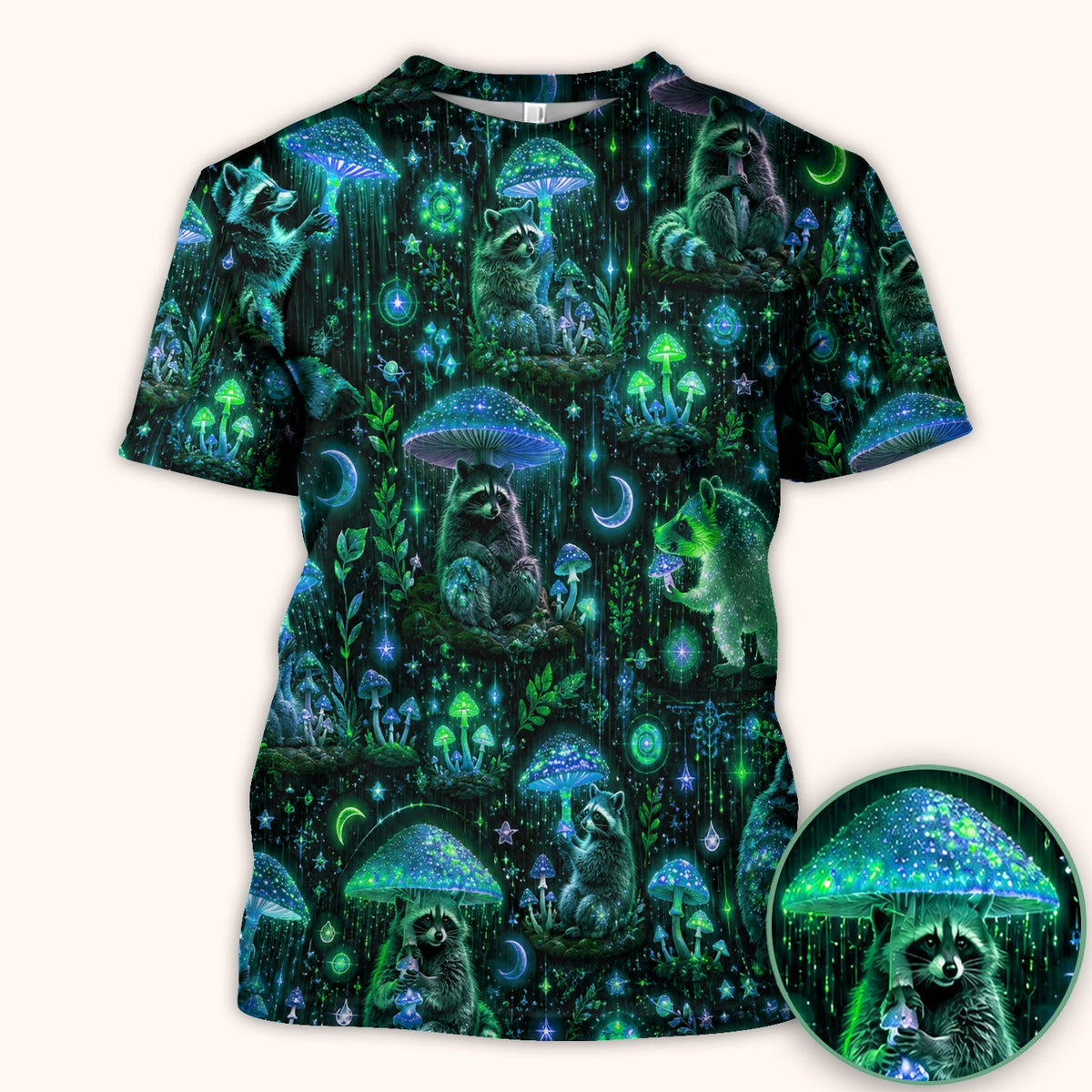 Glowing Raccoon Forest Nurse Scrub Top