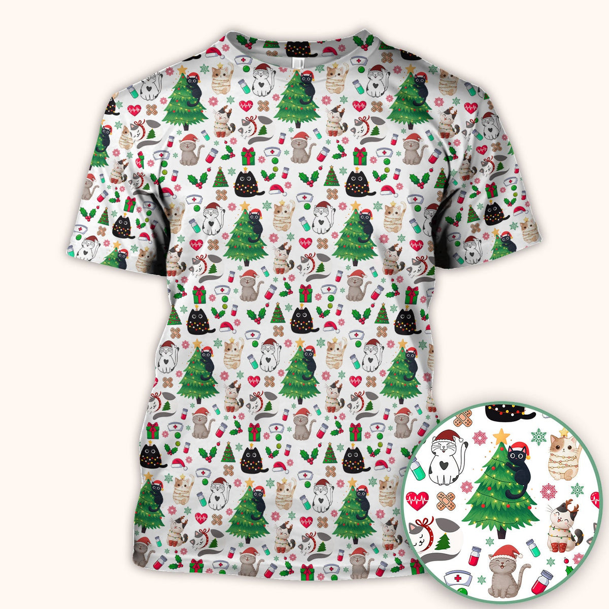Christmas Pet Nurse Scrub Top