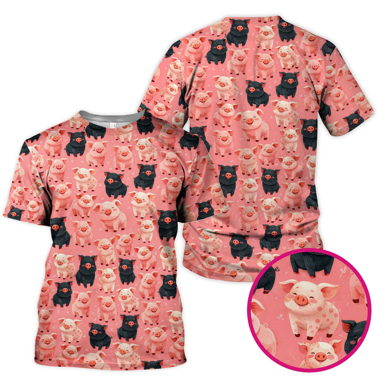 Cartoon Pig Nurse Scrub Top