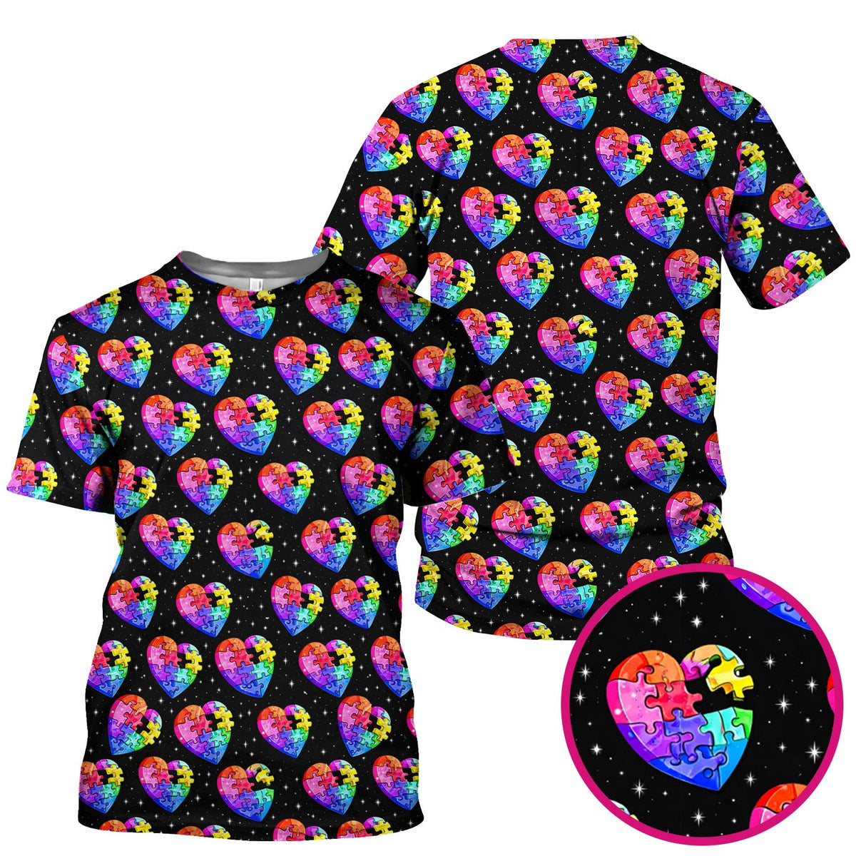 Personalized Rainbow Autism Heart Nurse Scrub Top