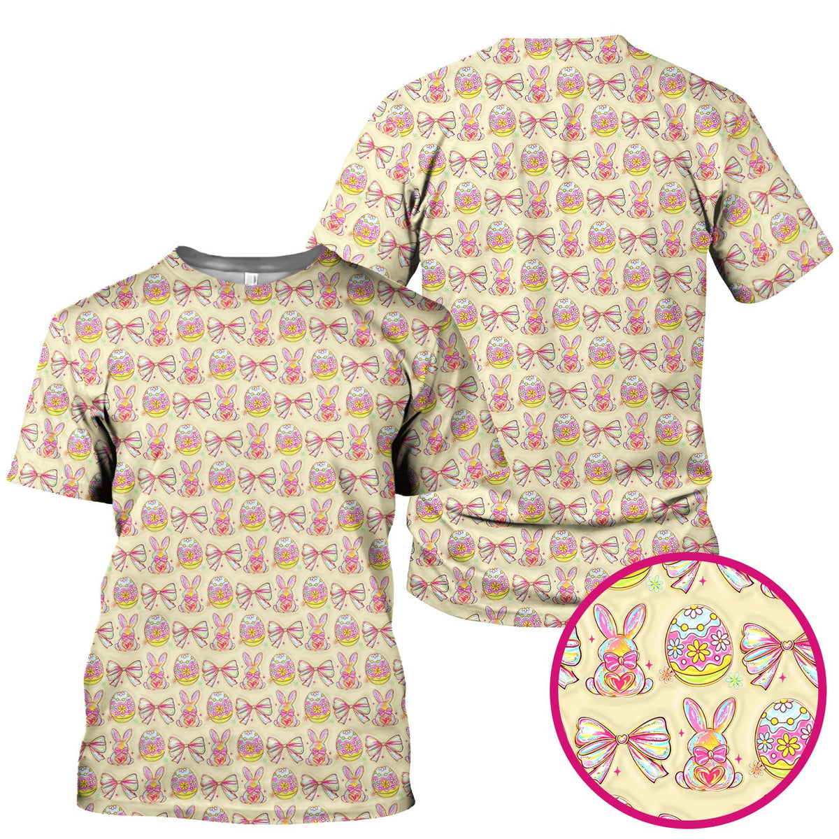 Bunny Pastel Egg Bow Nurse Scrub Top - Easter Gift