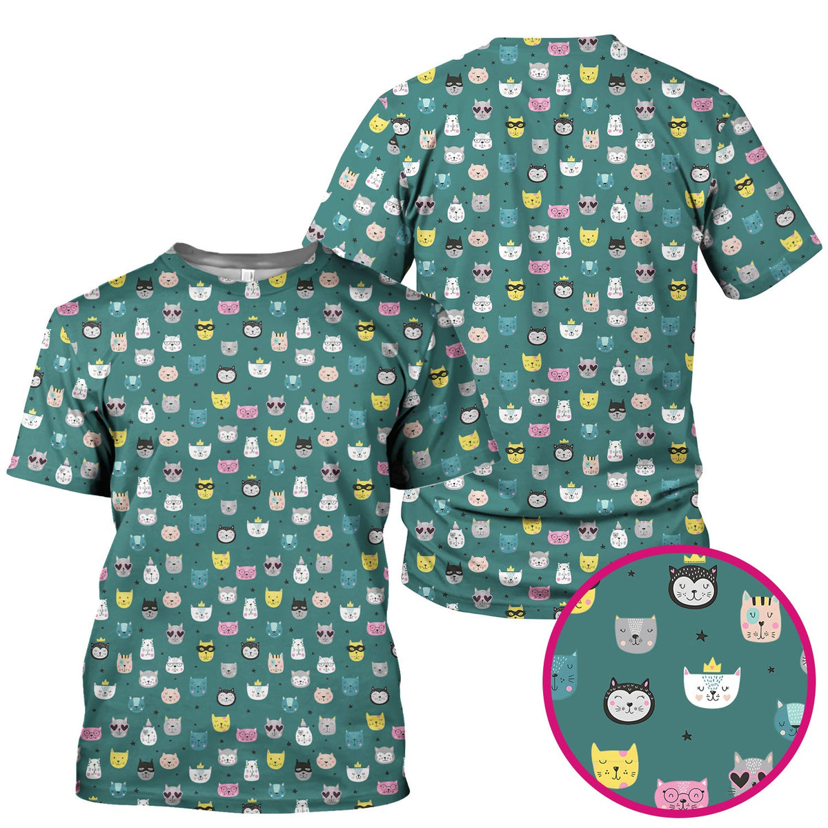 Colorful Cat Nurse Scrub Top
