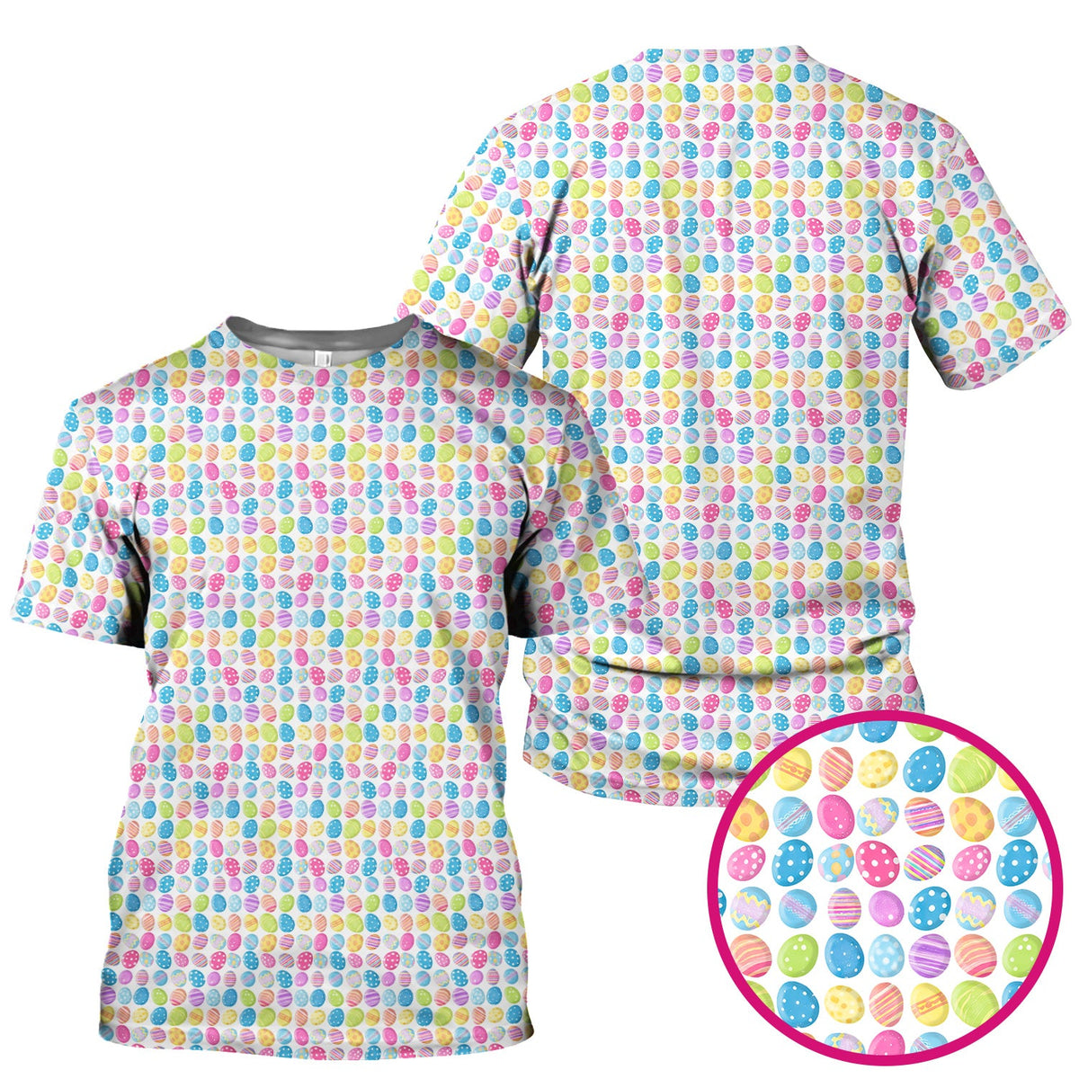 Colorful Easter Eggs Pattern Scrub Top, Comfortable Scrubs for Nurses
