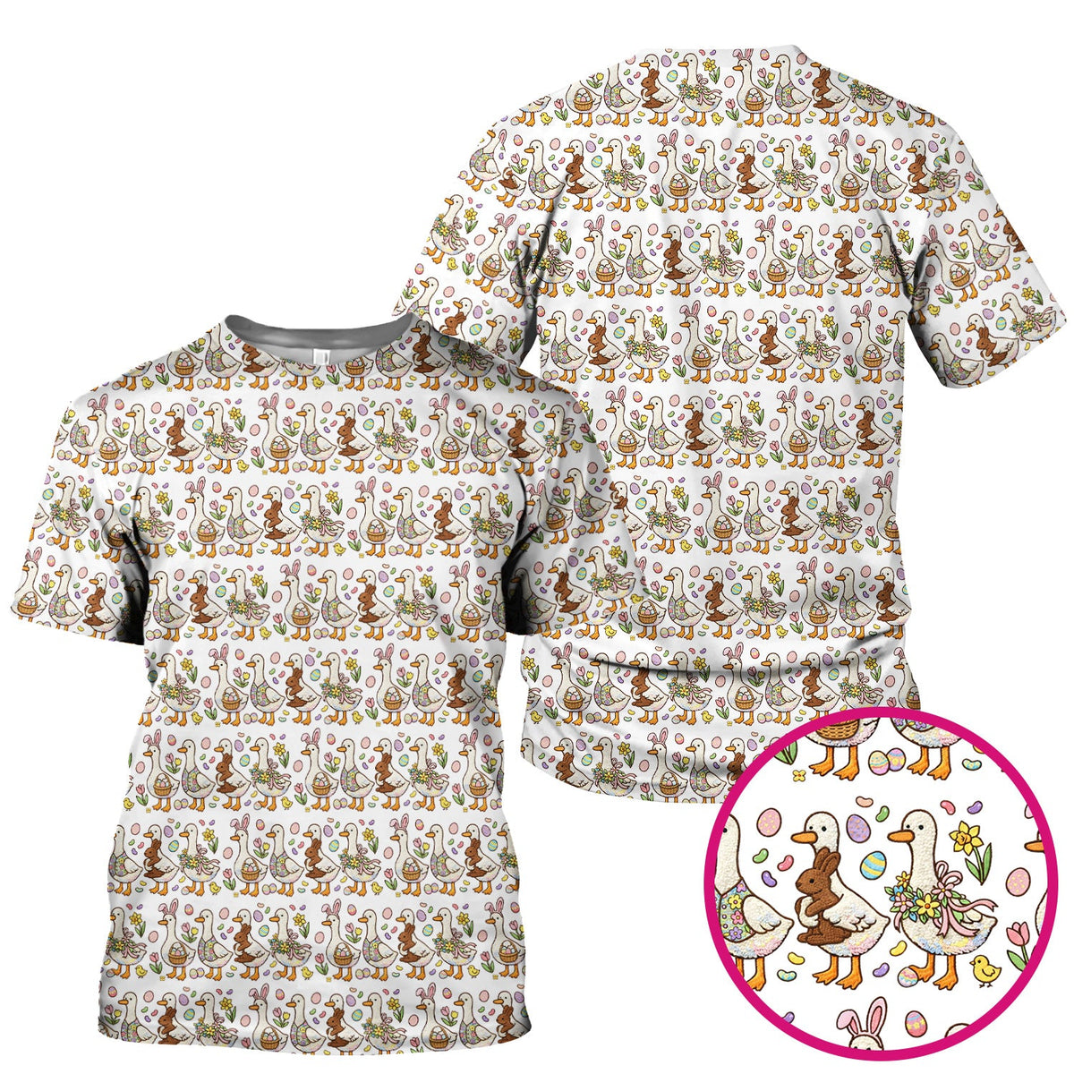 Duck Bunny Egg Floral Nurse Scrub Top - Easter Gift