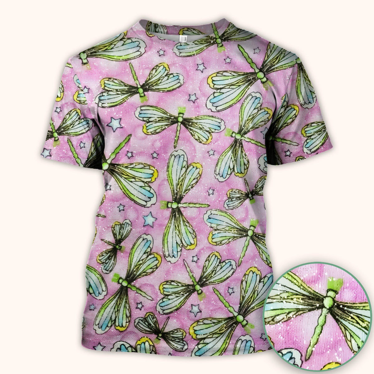 Dragonfly Pink Starry Nurse Scrub Top