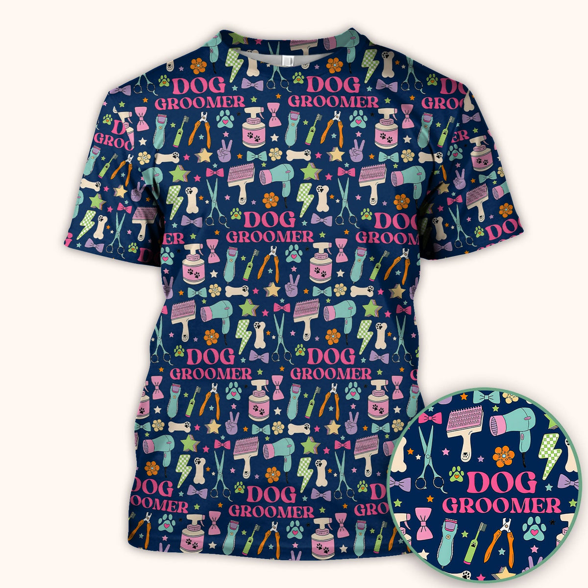 Dog Groomer Tools Nurse Scrub Top