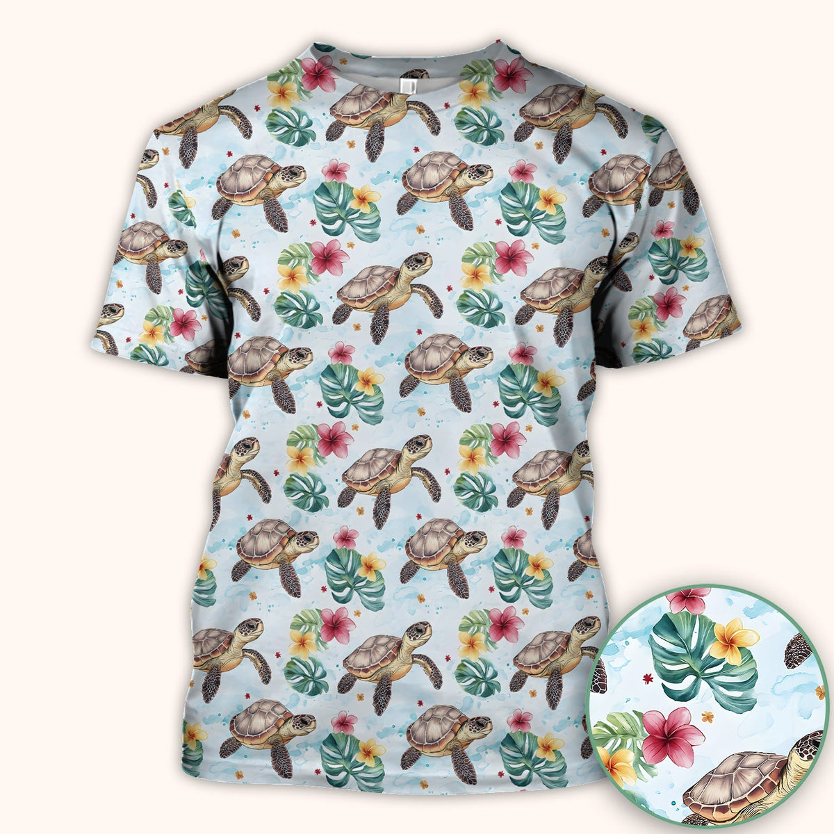 Sea Turtle Tropical Floral Nurse Scrub Top