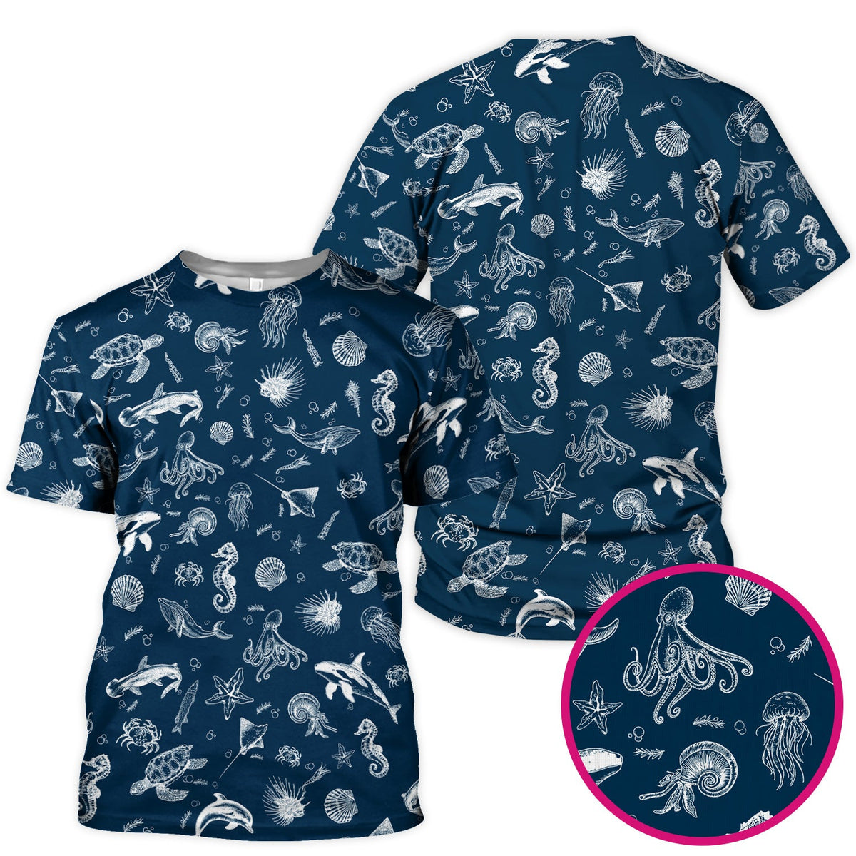 Marine Sea Life Nurse Scrub Top