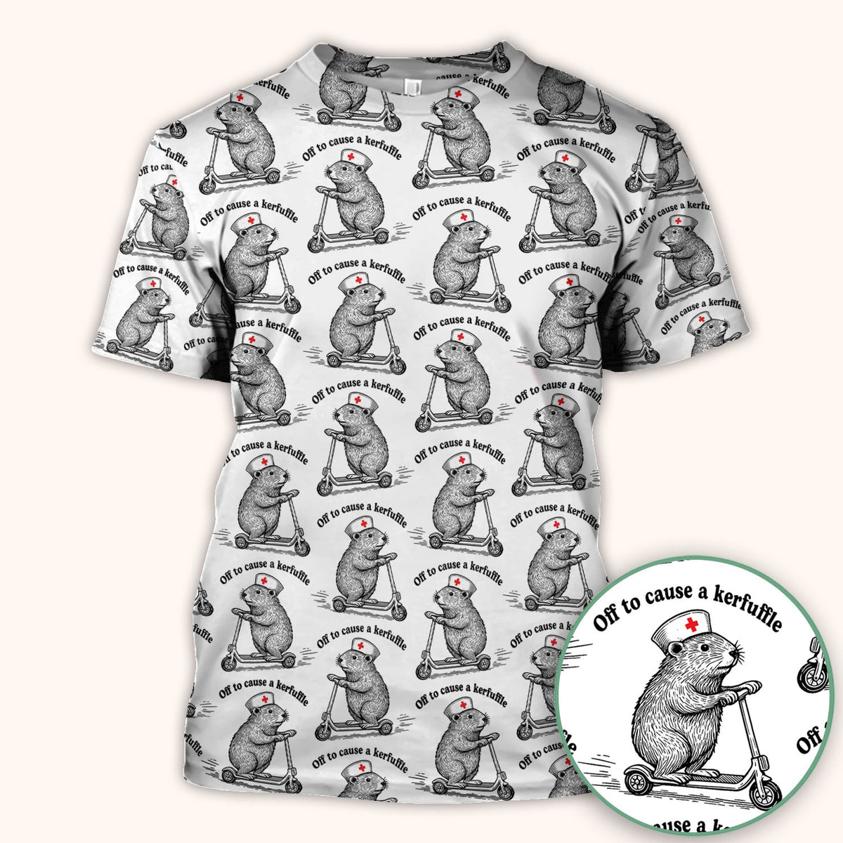 Mouse Scooter Nurse Scrub Top