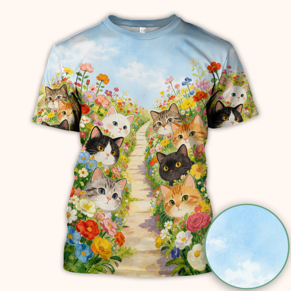 Garden Cats Flower Path Nurse Scrub Top
