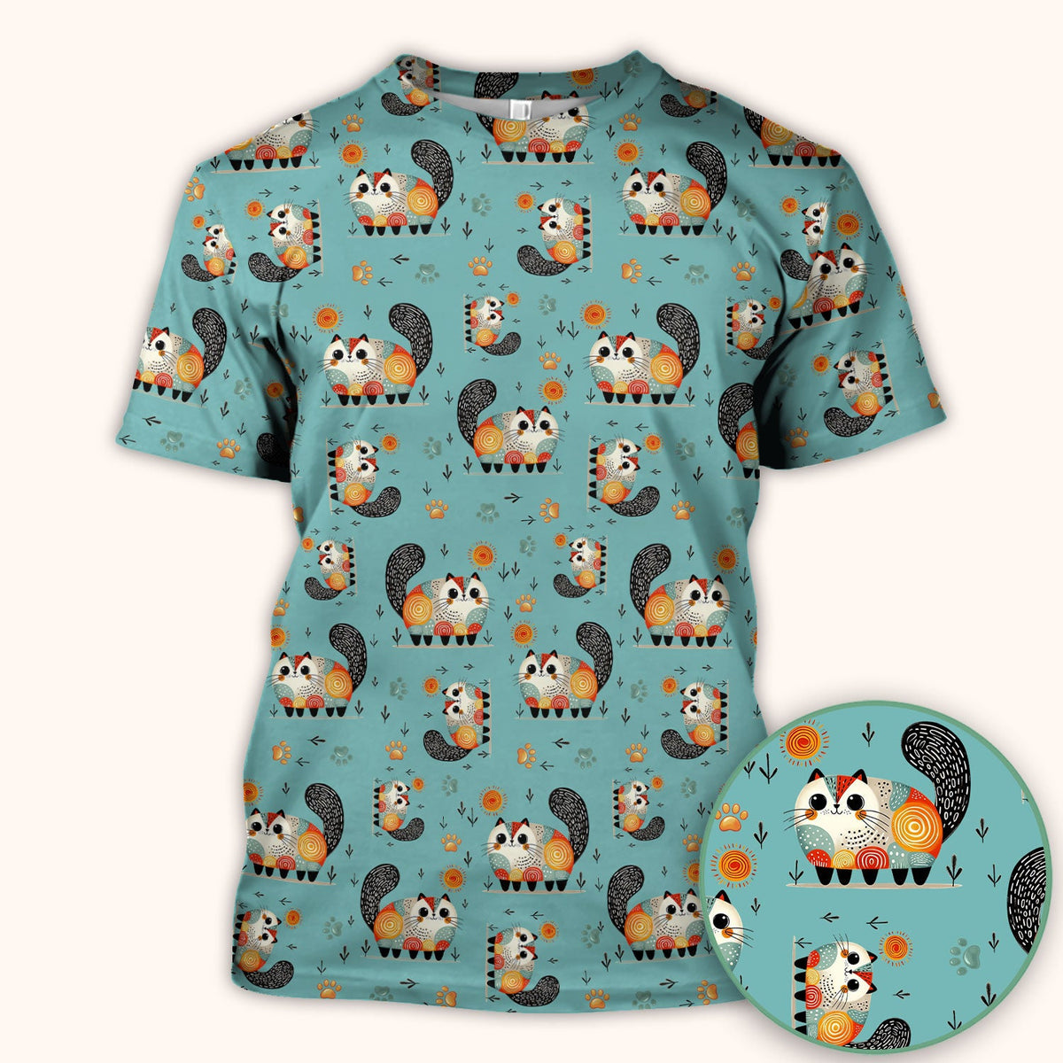 Cat Illustration Nurse Scrub Top