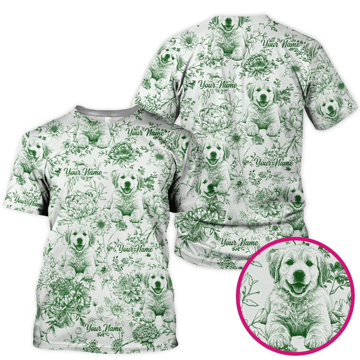 Personalized Pet Photo Floral Nurse Scrub Top