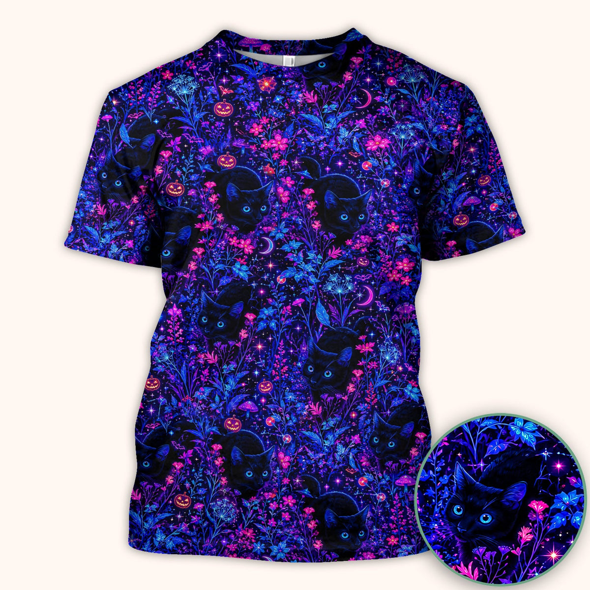 Spooky Black Cat Garden Nurse Scrub Top