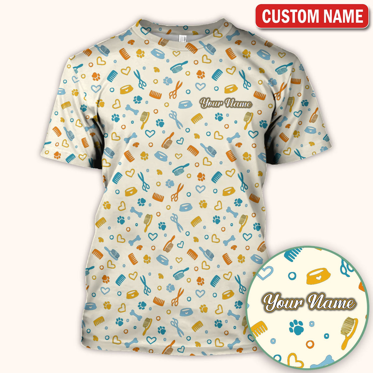 Personalized Dog Cat Grooming Nurse Scrub Top