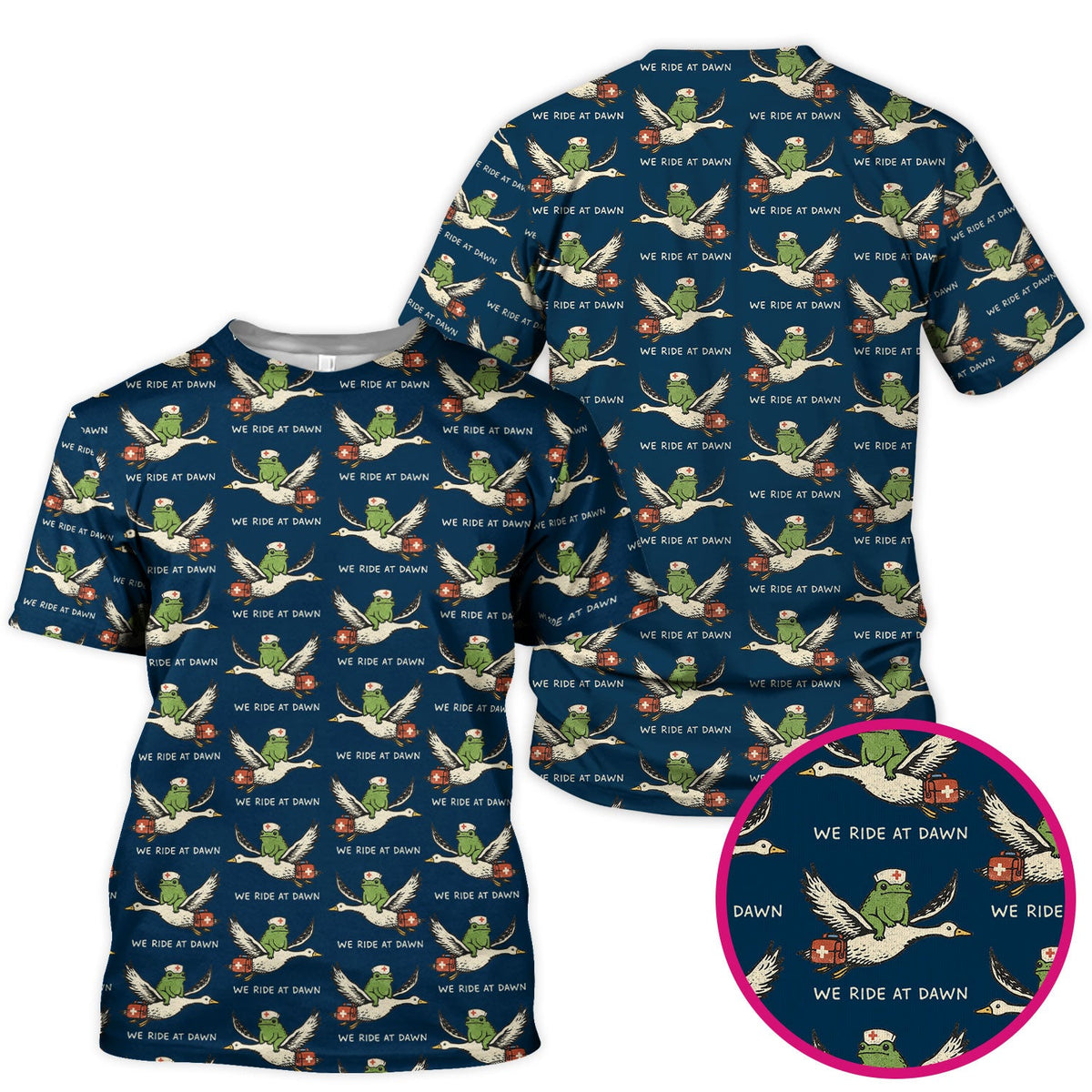 Frog Riding Goose Nurse Scrub Top