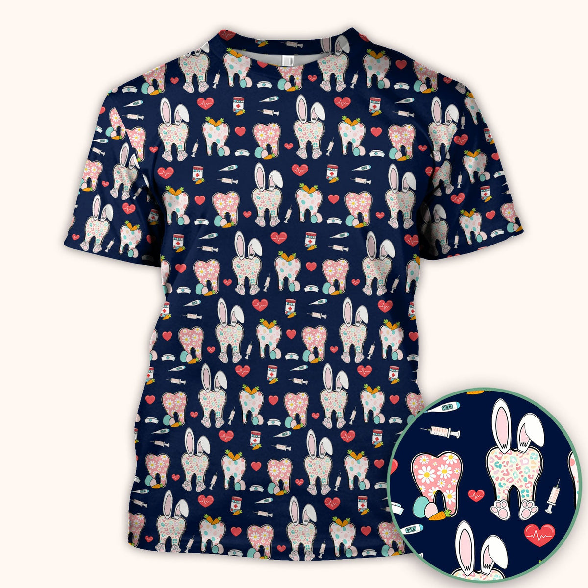 Easter Bunny Dentist Nurse Scrub Top
