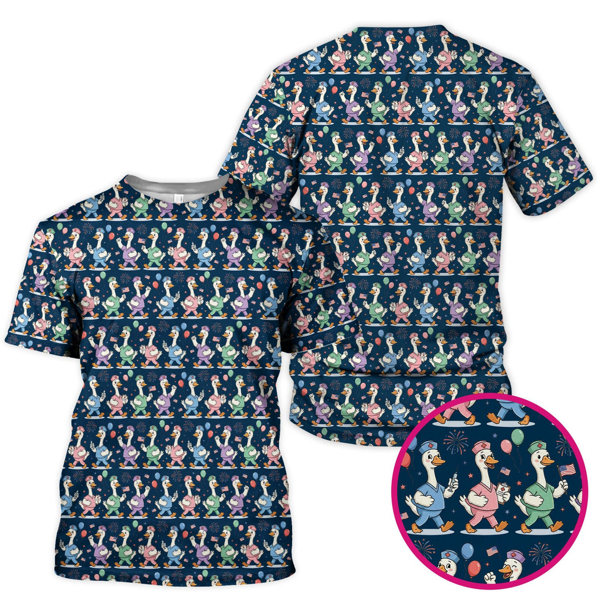 Ducks Balloons Nurse Scrub Top