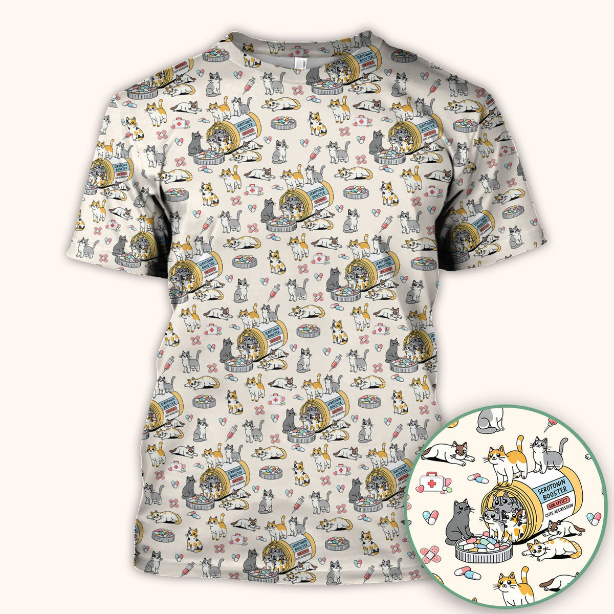 Cat Serotonin Booster Nurse Scrub Top