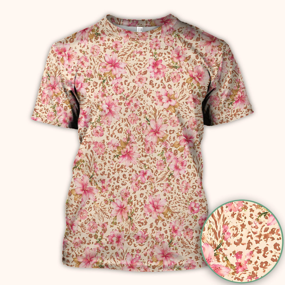Pink Floral Leopard Nurse Scrub Top
