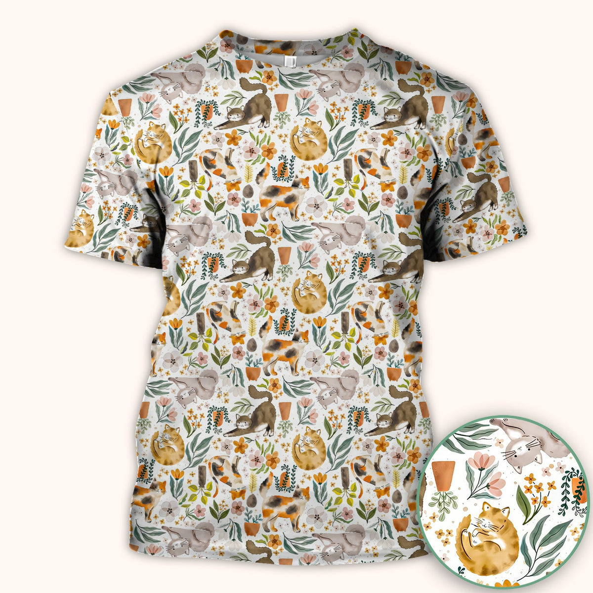 Cat Wildflower Garden Nurse Scrub Top