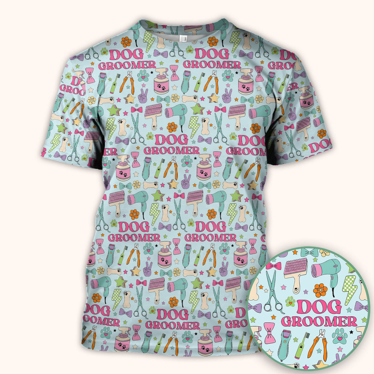 Dog Groomer Tools Nurse Scrub Top